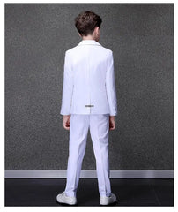 Flower Boys White Baptism Suit Kid Wedding Party Photograph Set Teenager Birthday Tuxedo Dress Children Graduation Stage Costume - SHOWLU FASHION STORE