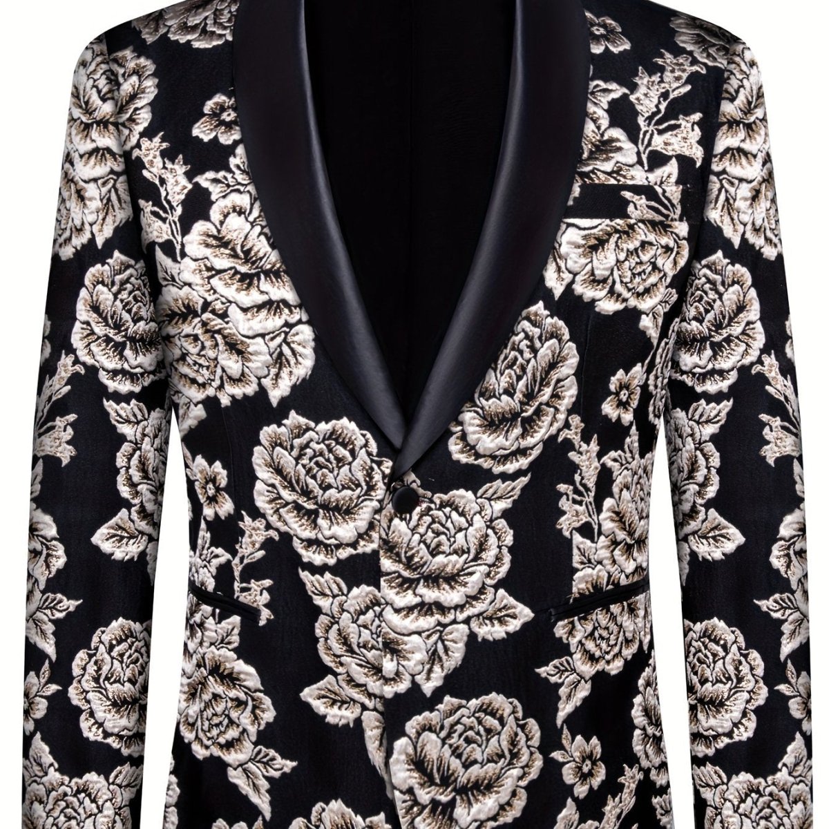 Flower Pattern Blazer, Men's Casual Flap Pocket Lapel Suit Jacket for Business Banquet - SHOWLU FASHION STORE