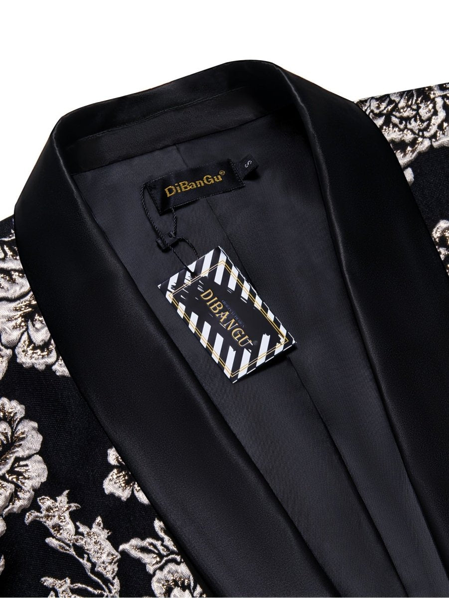Flower Pattern Blazer, Men's Casual Flap Pocket Lapel Suit Jacket for Business Banquet - SHOWLU FASHION STORE