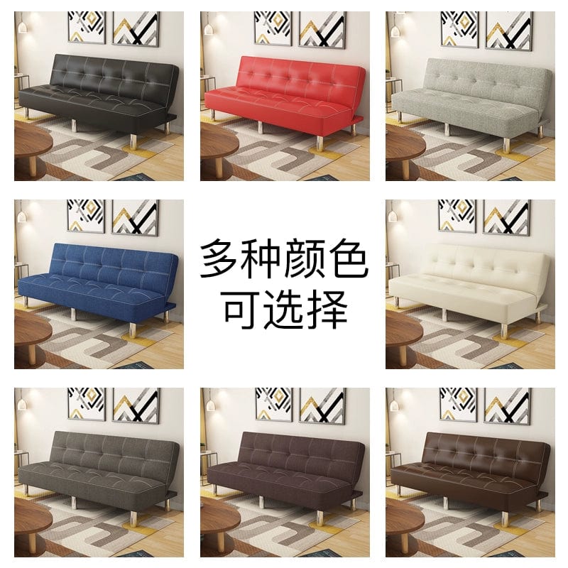 Foldable Leather Sofa Bed Multifunctional Small Apartment Lunch Break Office Simple Sofa Living Room Double Single Sitting and Lying Dual - Use - SHOWLU FASHION STORE