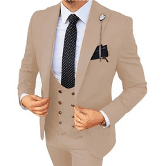 Formal Men 3 Piece Wedding Suit Groom Tuxedo Slim Fit Business Suits Champagne Wedding Suit Costume Homme (Blazer+Pants+Vest) - SHOWLU FASHION STORE