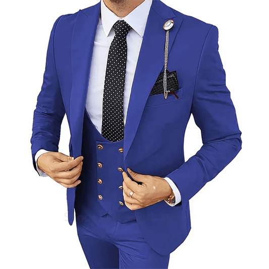 Formal Men 3 Piece Wedding Suit Groom Tuxedo Slim Fit Business Suits Champagne Wedding Suit Costume Homme (Blazer+Pants+Vest) - SHOWLU FASHION STORE