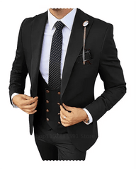 Formal Men 3 Piece Wedding Suit Groom Tuxedo Slim Fit Business Suits Champagne Wedding Suit Costume Homme (Blazer+Pants+Vest) - SHOWLU FASHION STORE
