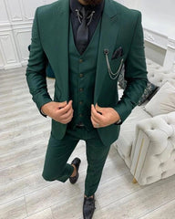 Formal Men 3 Piece Wedding Suit Solid Groom Tuxedo Slim Fit Jacket Business Suits Wedding Suit Costume Homme (Blazer+Pants+Vest) - SHOWLU FASHION STORE