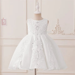 Formal White 1 Year Birthday Dress For Baby Girl Clothes Bow Baptism Princess Dress Elegant Beads Girls Party Gown Vestido 0 - 4Y - SHOWLU FASHION STORE