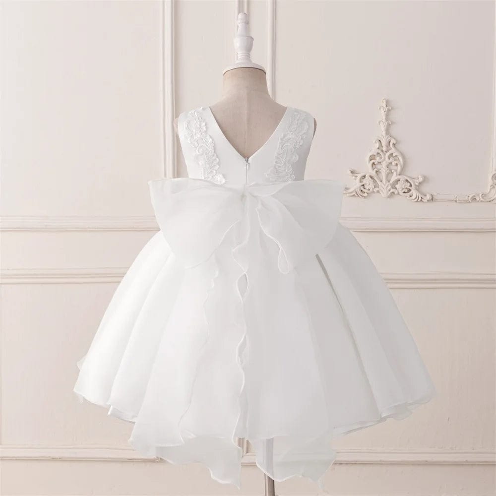 Formal White 1 Year Birthday Dress For Baby Girl Clothes Bow Baptism Princess Dress Elegant Beads Girls Party Gown Vestido 0 - 4Y - SHOWLU FASHION STORE