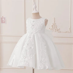 Formal White 1 Year Birthday Dress For Baby Girl Clothes Bow Baptism Princess Dress Elegant Beads Girls Party Gown Vestido 0 - 4Y - SHOWLU FASHION STORE
