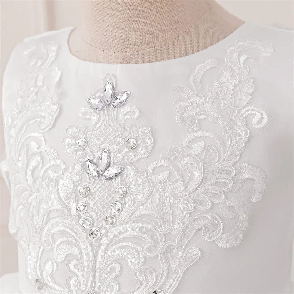Formal White 1 Year Birthday Dress For Baby Girl Clothes Bow Baptism Princess Dress Elegant Beads Girls Party Gown Vestido 0 - 4Y - SHOWLU FASHION STORE