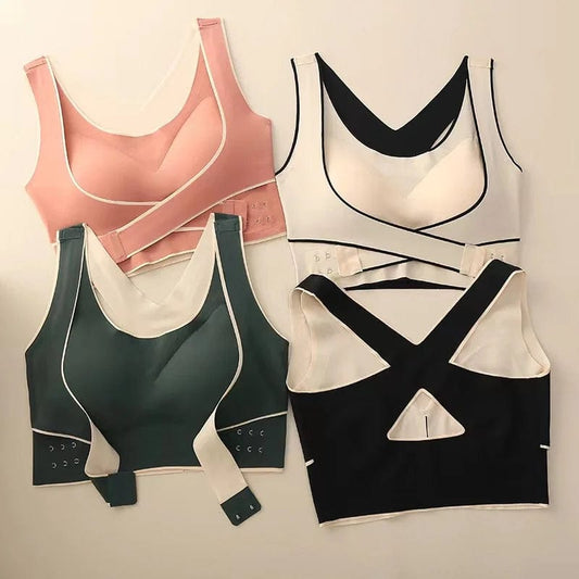 Front Buckle Beautiful Back Seamless Large Size Underwear Women's Thin Bra Without Steel Ring Gathered Sports Adjustment Bra - SHOWLU FASHION STORE