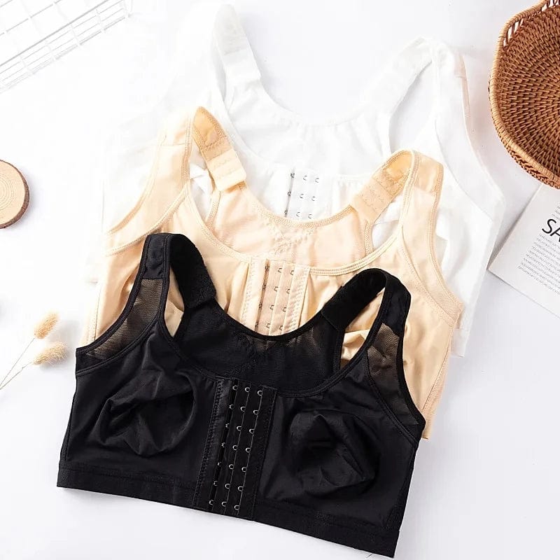 Front Closure Posture Corrector Lift Up Bra Women Push Up Cross Back Underwear Shockproof Sports Support Fitness Vest Bras S - 5XL - SHOWLU FASHION STORE