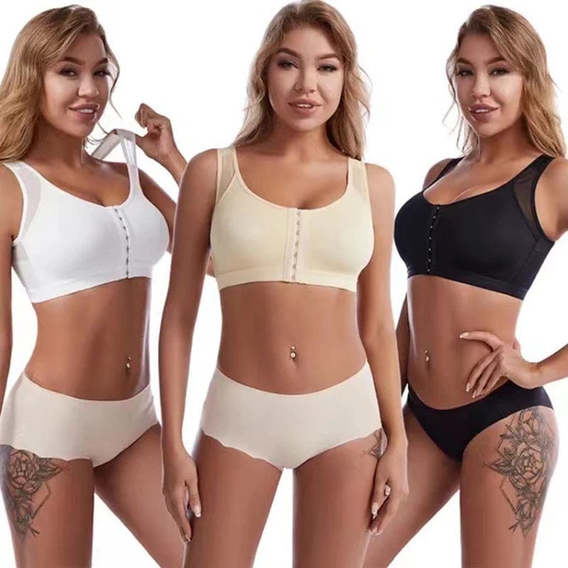Front Closure Posture Corrector Lift Up Bra Women Push Up Cross Back Underwear Shockproof Sports Support Fitness Vest Bras S - 5XL - SHOWLU FASHION STORE