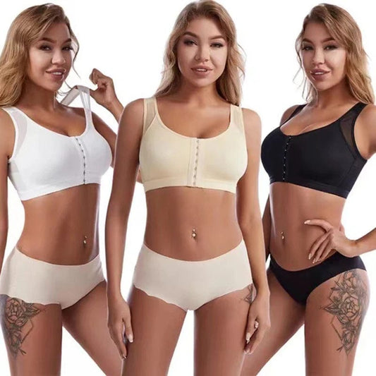 Front Closure Posture Corrector Lift Up Bra Women Push Up Cross Back Underwear Shockproof Sports Support Fitness Vest Bras S - 5XL - SHOWLU FASHION STORE