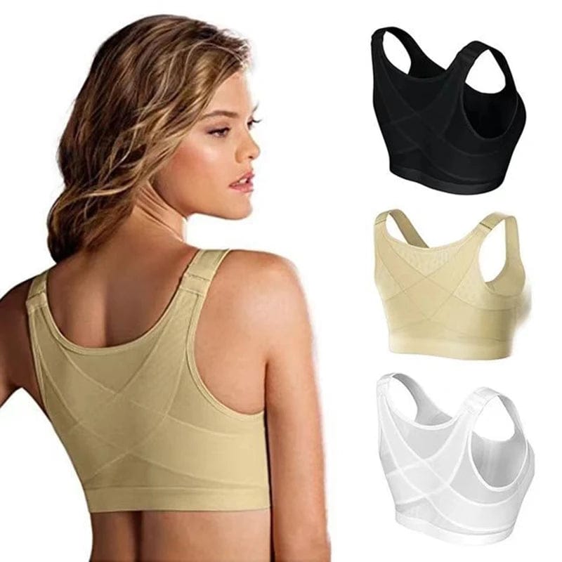 Front Closure Posture Corrector Lift Up Bra Women Push Up Cross Back Underwear Shockproof Sports Support Fitness Vest Bras S - 5XL - SHOWLU FASHION STORE
