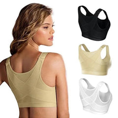 Front Closure Posture Corrector Lift Up Bra Women Push Up Cross Back Underwear Shockproof Sports Support Fitness Vest Bras S - 5XL - SHOWLU FASHION STORE
