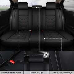 Full Set 5 Seats Car Seat Cover Faux Leather Waterproof Adjustable Rear Bench Pad Fully Wrapped Seat Cushion Protector Universal fit for Most Car Sedan Truck Suv - SHOWLU FASHION STORE