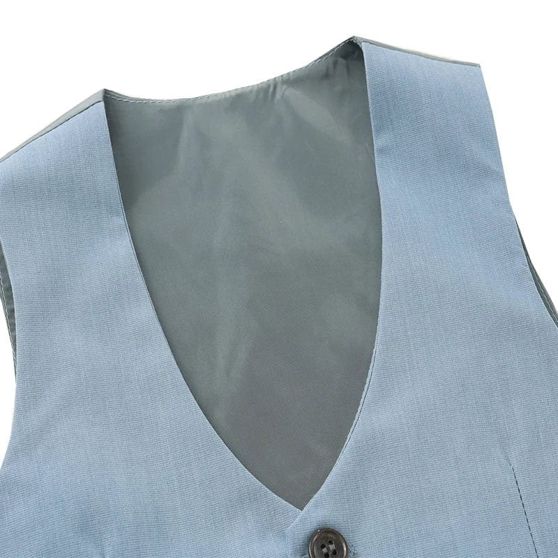 Gentleman Outfits Birthday Costume for Boy Children Spring Autumn Boutique Clothing Set Solid Vest Suit Kids Cotton Formal Wears - SHOWLU FASHION STORE