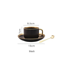 Gilt Rim Black Porcelain Dinner Plates Kitchen Dishes Ceramics Tableware Food Tray Rice Salad Noodles Bowl Cutlery Set - SHOWLU FASHION STORE