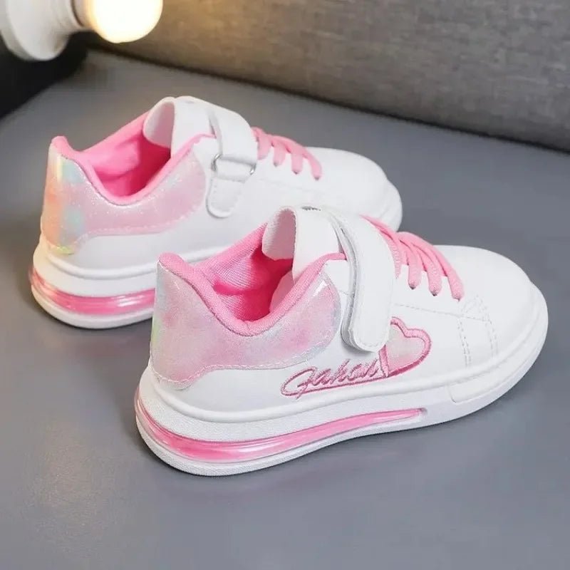 Girls Casual Shoes Kids Skate Shoes White School Sneakers Children's Sports Running Shoes with Heart Love Embroidery Sweet Soft - SHOWLU FASHION STORE