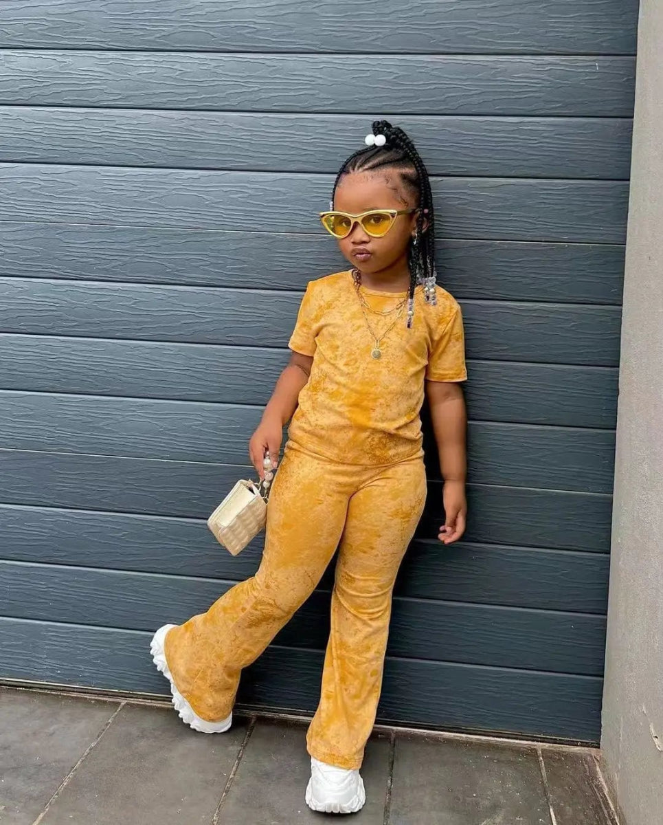 Girls' Clothes Set Children Short Sleeved Fared Pants 2 - Piece Set Baby Casual Wear Printing Kids Girl's Clothes 3 4 5 6 7 8 Year - SHOWLU FASHION STORE