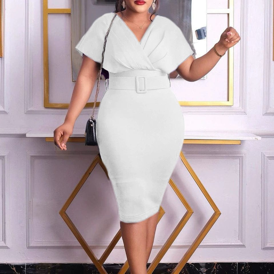 Glamaker Sexy Deep V Neck Bodycon Dress Party Club Hollow - SHOWLU FASHION STORE