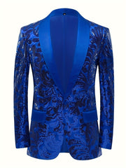 Glittering Mens Sequin Blazer Jacket - Red Shawl Collar for Show - Stopping Evening & Event Wear - Fashion - Forward Party Style, Perfect for Red Carpet Events - SHOWLU FASHION STORE