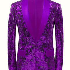 Glittering Mens Sequin Blazer Jacket - Red Shawl Collar for Show - Stopping Evening & Event Wear - Fashion - Forward Party Style, Perfect for Red Carpet Events - SHOWLU FASHION STORE