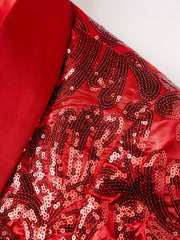 Glittering Mens Sequin Blazer Jacket - Red Shawl Collar for Show - Stopping Evening & Event Wear - Fashion - Forward Party Style, Perfect for Red Carpet Events - SHOWLU FASHION STORE