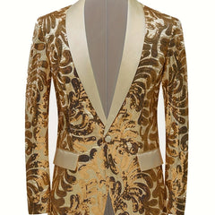 Glittering Mens Sequin Blazer Jacket - Red Shawl Collar for Show - Stopping Evening & Event Wear - Fashion - Forward Party Style, Perfect for Red Carpet Events - SHOWLU FASHION STORE