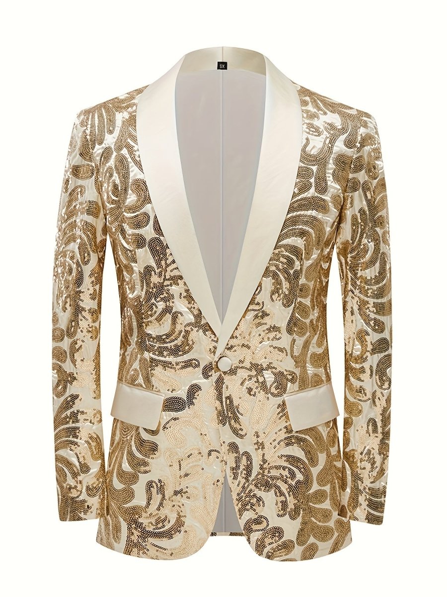 Glittering Mens Sequin Blazer Jacket - Red Shawl Collar for Show - Stopping Evening & Event Wear - Fashion - Forward Party Style, Perfect for Red Carpet Events - SHOWLU FASHION STORE