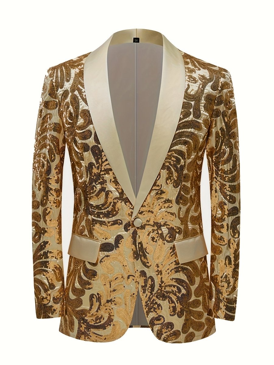 Glittering Mens Sequin Blazer Jacket - Red Shawl Collar for Show - Stopping Evening & Event Wear - Fashion - Forward Party Style, Perfect for Red Carpet Events - SHOWLU FASHION STORE