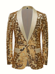 Glittering Mens Sequin Blazer Jacket - Red Shawl Collar for Show - Stopping Evening & Event Wear - Fashion - Forward Party Style, Perfect for Red Carpet Events - SHOWLU FASHION STORE