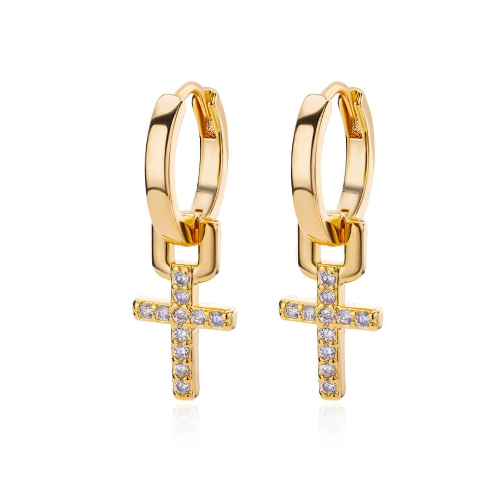 Gold Color Stainless Steel Heart Shaped Set Zircon Stud Earrings for Women Delicate Hoops Earring Wedding Party Jewelry Gifts - SHOWLU FASHION STORE