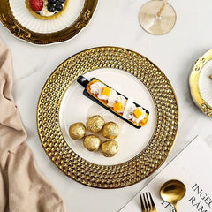 Golden Lace Ceramic Meal Plate Instagram Style French Style Dessert Bread Flat Ware Fancy Accessible Luxury Afternoon Tea Tableware - SHOWLU FASHION STORE
