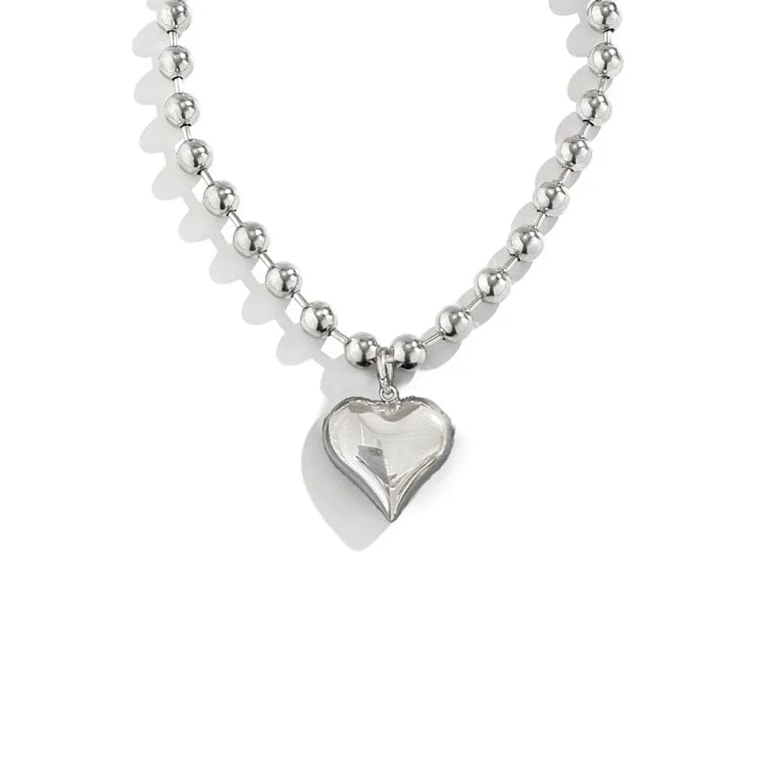 Gothic Gold Heart Pendant Necklace for Women Stainless Steel Beaded Choker Steampunk Jewelry - SHOWLU FASHION STORE