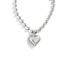 Gothic Gold Heart Pendant Necklace for Women Stainless Steel Beaded Choker Steampunk Jewelry - SHOWLU FASHION STORE