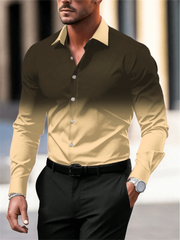 Gradient Color Long Sleeve Shirt Casual Breathable Men Shirt Lapel Large Size Men Clothing Fashion Button Design - SHOWLU FASHION STORE