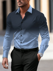 Gradient Color Long Sleeve Shirt Casual Breathable Men Shirt Lapel Large Size Men Clothing Fashion Button Design - SHOWLU FASHION STORE