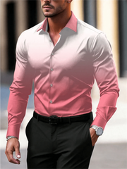 Gradient Color Long Sleeve Shirt Casual Breathable Men Shirt Lapel Large Size Men Clothing Fashion Button Design - SHOWLU FASHION STORE