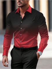 Gradient Color Long Sleeve Shirt Casual Breathable Men Shirt Lapel Large Size Men Clothing Fashion Button Design - SHOWLU FASHION STORE