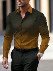 Gradient Color Long Sleeve Shirt Casual Breathable Men Shirt Lapel Large Size Men Clothing Fashion Button Design - SHOWLU FASHION STORE