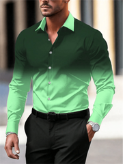 Gradient Color Long Sleeve Shirt Casual Breathable Men Shirt Lapel Large Size Men Clothing Fashion Button Design - SHOWLU FASHION STORE