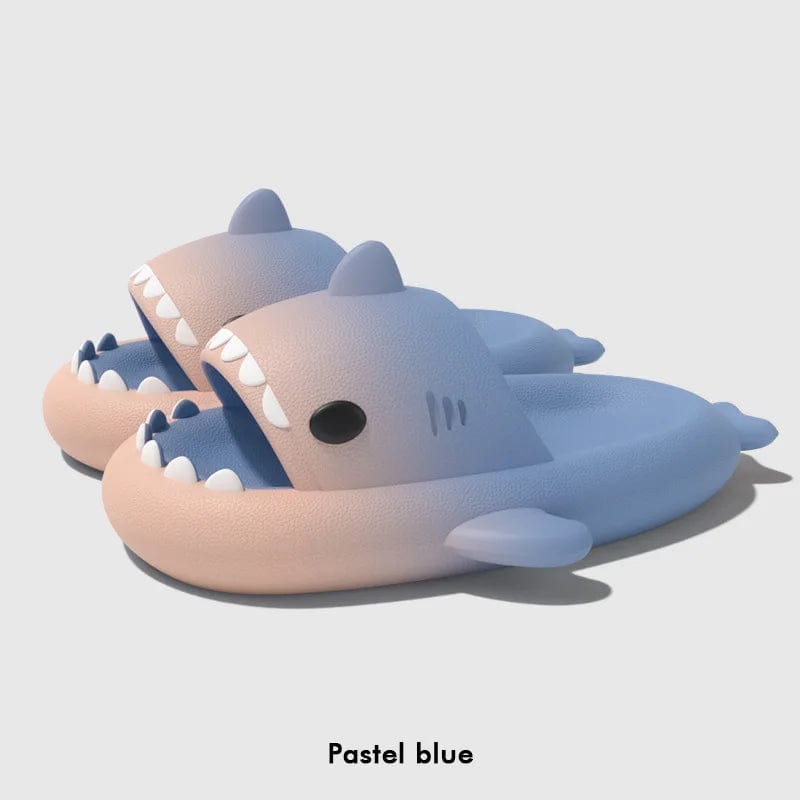Gradient Color Shark Slippers 4cm Thick Sole Indoor Bathroom Summer Shoes Woman Men Beach Street Slides Cute Cartoon Footwear - SHOWLU FASHION STORE