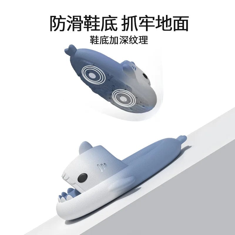 Gradient Color Shark Slippers 4cm Thick Sole Indoor Bathroom Summer Shoes Woman Men Beach Street Slides Cute Cartoon Footwear - SHOWLU FASHION STORE
