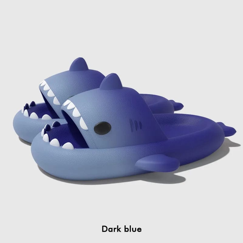 Gradient Color Shark Slippers 4cm Thick Sole Indoor Bathroom Summer Shoes Woman Men Beach Street Slides Cute Cartoon Footwear - SHOWLU FASHION STORE