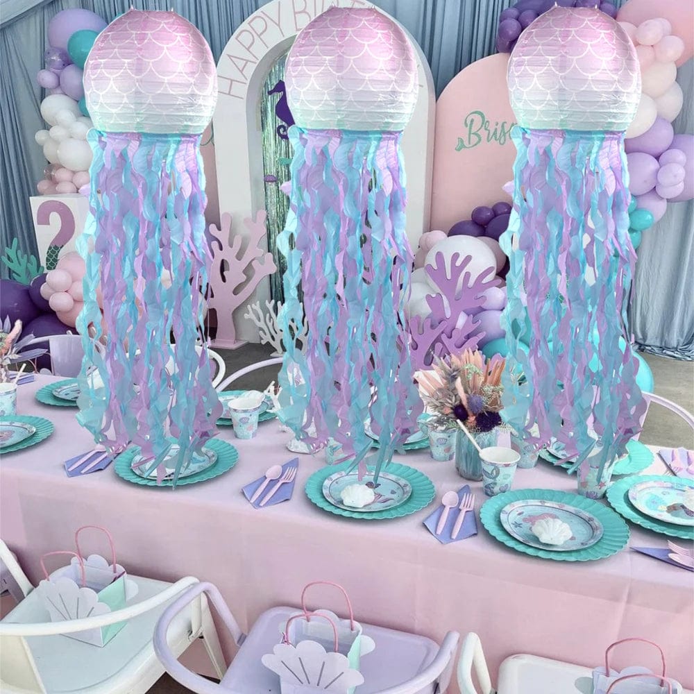 Gradient Jelly Fish Paper Lanterns Hanging Lantern for little Mermaid Theme Under The Sea Ocean Birthday Party wedding Decor - SHOWLU FASHION STORE