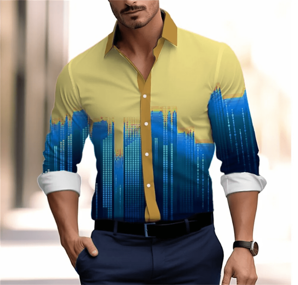 Gradient Men's Clothing Soft and Comfortable Men's Shirt Summer Hawaiian Shirt High Quality Men's Clothing Fashion Button Design - SHOWLU FASHION STORE