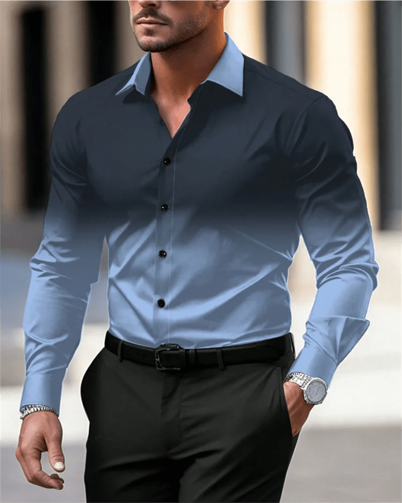 Gradient Men's Clothing Soft and Comfortable Men's Shirt Summer Hawaiian Shirt High Quality Men's Clothing Fashion Button Design - SHOWLU FASHION STORE