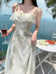 Green Chiffon Fairy Holiday Dress - SHOWLU FASHION STORE