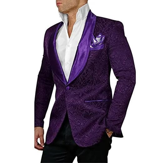 Groomsmen Ivory Pattern Groom Tuxedos Shawl Lapel Men Suits 2 Pieces Wedding Best Man Blazer ( Jacket+Pants+Tie ) C588 - SHOWLU FASHION STORE