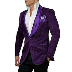 Groomsmen Ivory Pattern Groom Tuxedos Shawl Lapel Men Suits 2 Pieces Wedding Best Man Blazer ( Jacket+Pants+Tie ) C588 - SHOWLU FASHION STORE